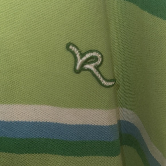 Rocawear Green Blue Striped Y2K 5XL Polo - Picture 3 of 4